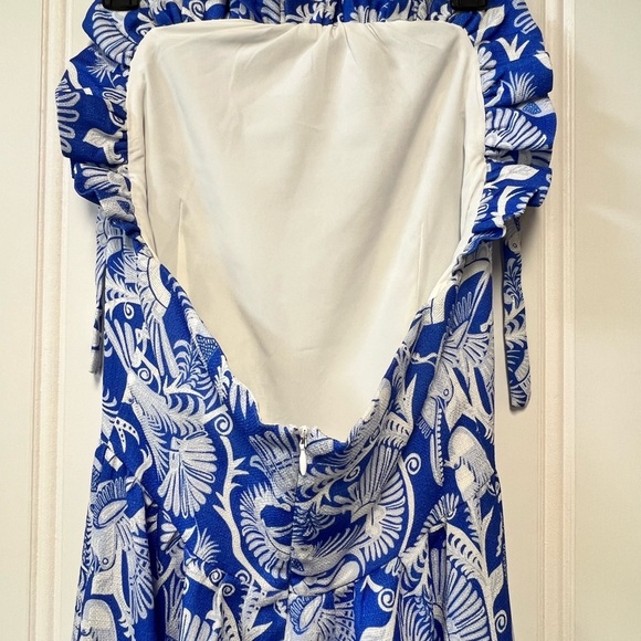 Ck Bradley Elegant Blue and White Patterned Maxi Halter Dress Size S - Picture 5 of 7
